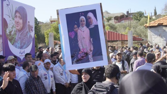 مراسم تشییع پیکر مادربزرگ شهید لبنانی و سه نوه‌اش